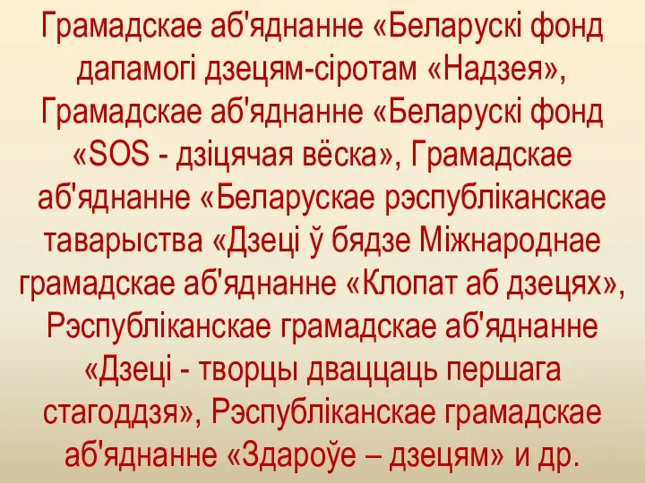 Грамадскае аб'яднанне «Беларускі фонд дапамогі дзецям-сіротам «Надзея», Грамадскае аб'яднанне «Беларускі фонд