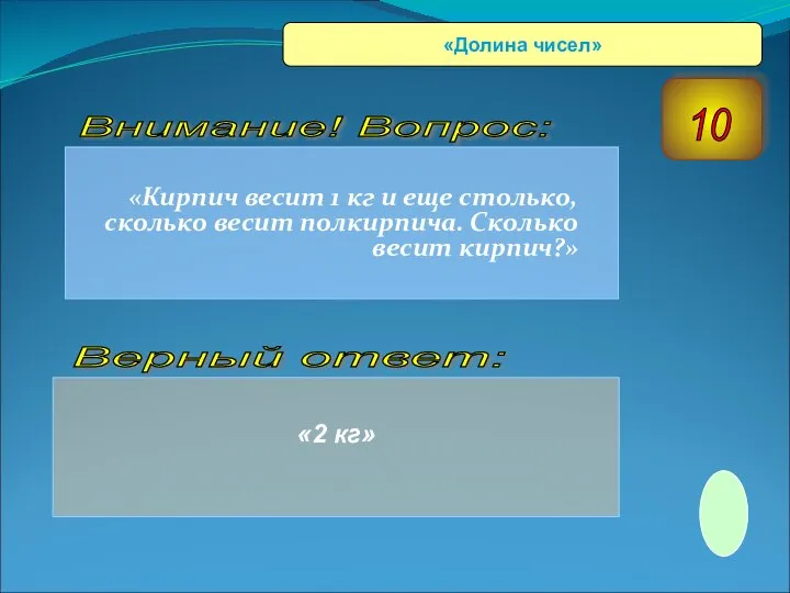 «Кирпич весит 1 кг и еще столько, сколько весит полкирпича. Сколько