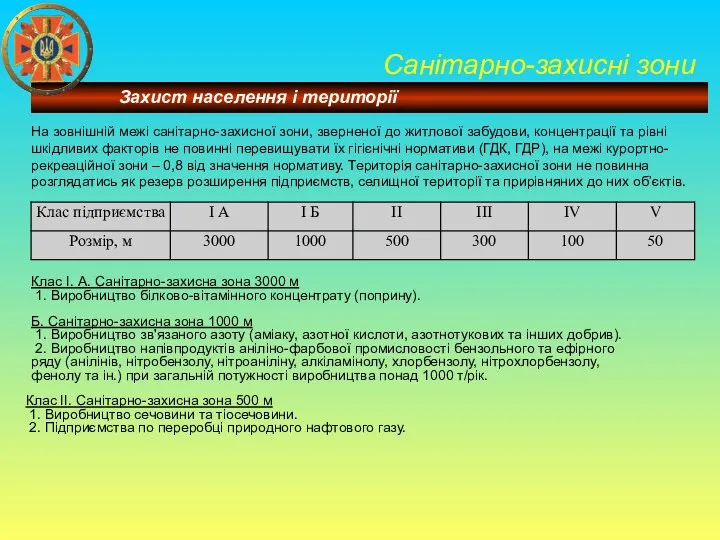 Санітарно-захисні зони На зовнішній межі санітарно-захисної зони, зверненої до житлової забудови,