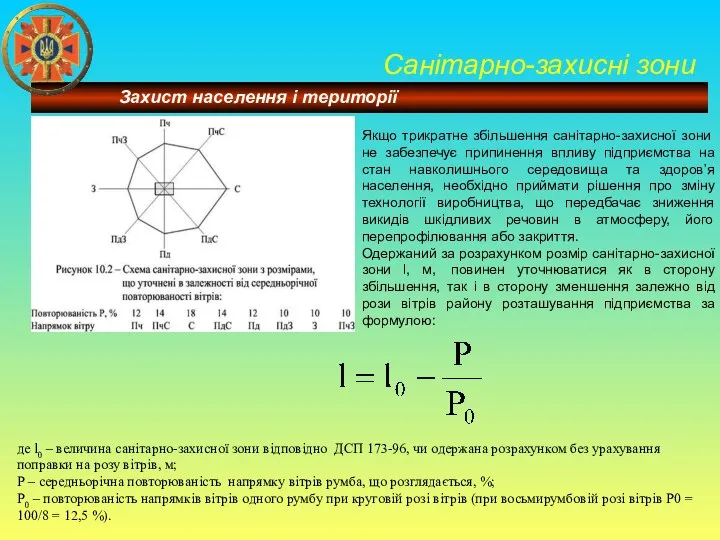 Санітарно-захисні зони де l0 – величина санітарно-захисної зони відповідно ДСП 173-96,