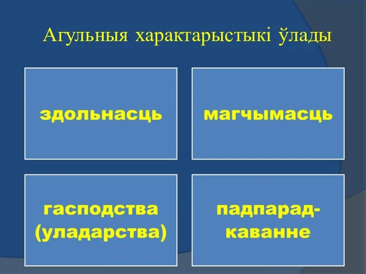 Агульныя характарыстыкі ўлады