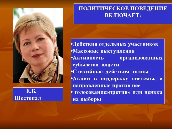 Действия отдельных участников Массовые выступления Активность организованных субъектов власти Стихийные действия