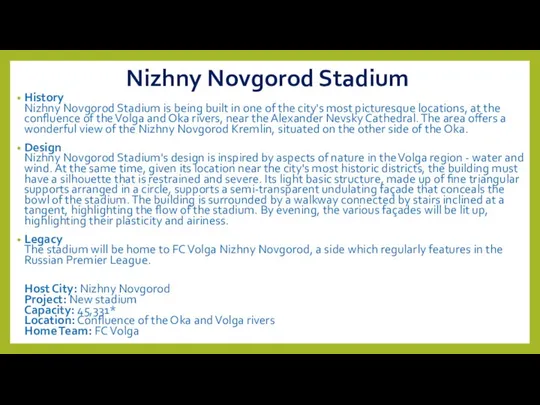 Nizhny Novgorod Stadium History Nizhny Novgorod Stadium is being built in