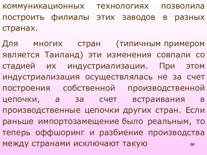 коммуникационных технологиях позволила построить филиалы этих заводов в разных странах. Для