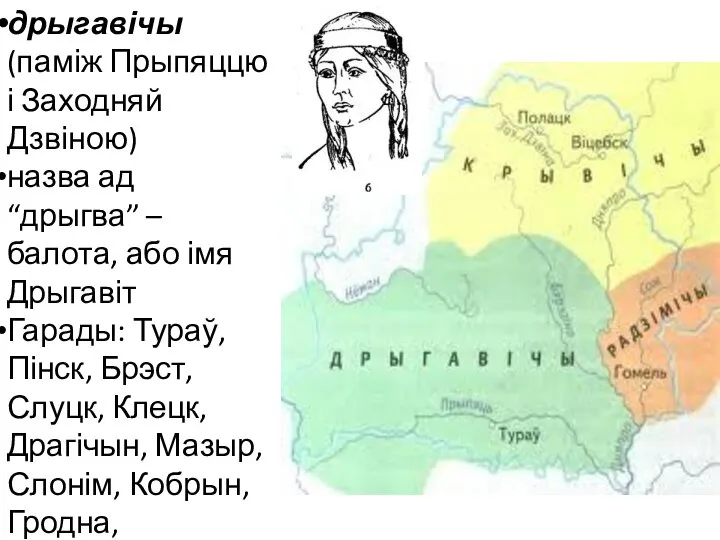 дрыгавічы (паміж Прыпяццю і Заходняй Дзвіною) назва ад “дрыгва” – балота,