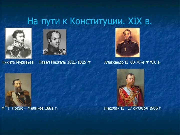 На пути к Конституции. XIX в. Никита Муравьев Павел Пестель 1821-1825