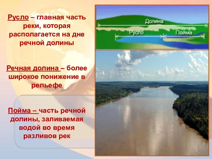 Русло – главная часть реки, которая располагается на дне речной долины