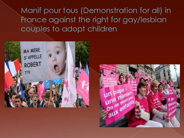 Manif pour tous (Demonstration for all) in France against the right