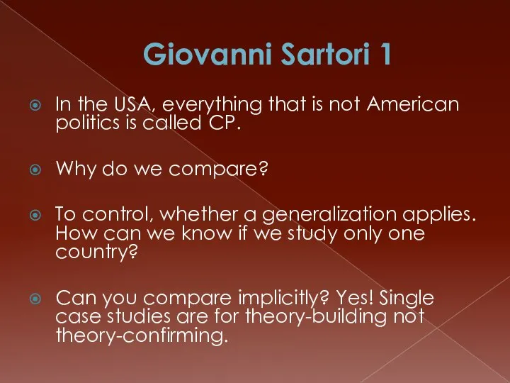 Giovanni Sartori 1 In the USA, everything that is not American