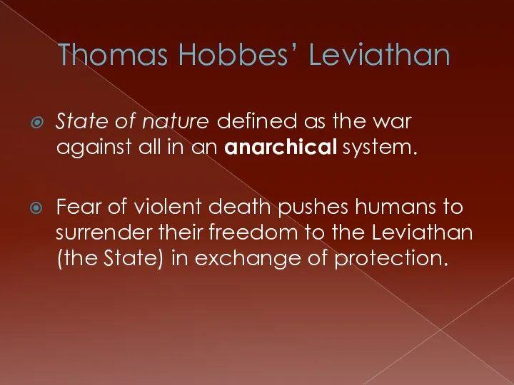 Thomas Hobbes’ Leviathan State of nature defined as the war against