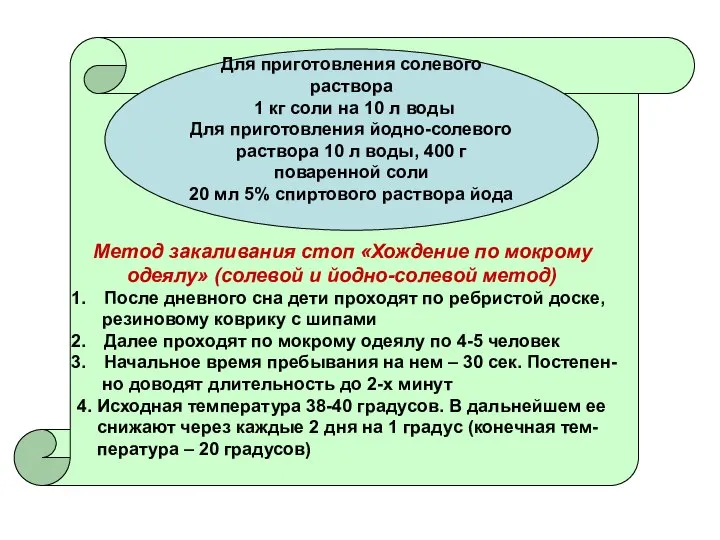 Метод закаливания стоп «Хождение по мокрому одеялу» (солевой и йодно-солевой метод)