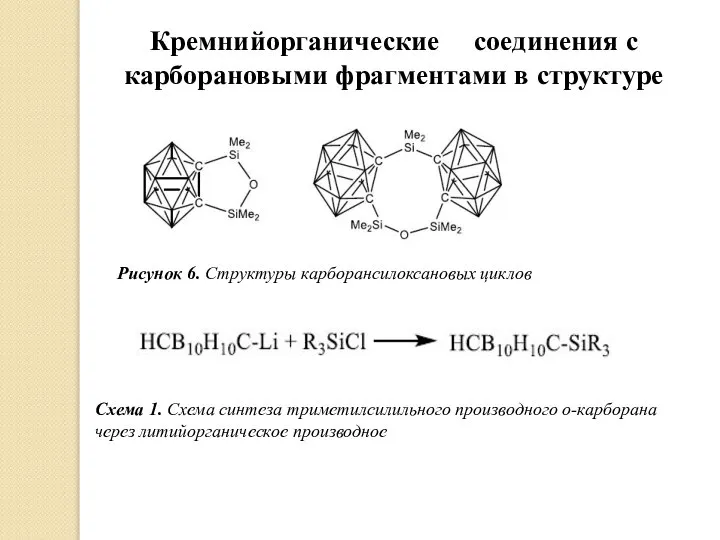 Кремнийорганические соединения с карборановыми фрагментами в структуре Рисунок 6. Структуры карборансилоксановых