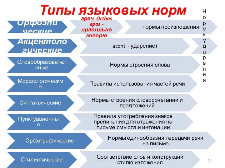 Типы языковых норм Русский язык и культура речи Орфоэпические греч. Orthos