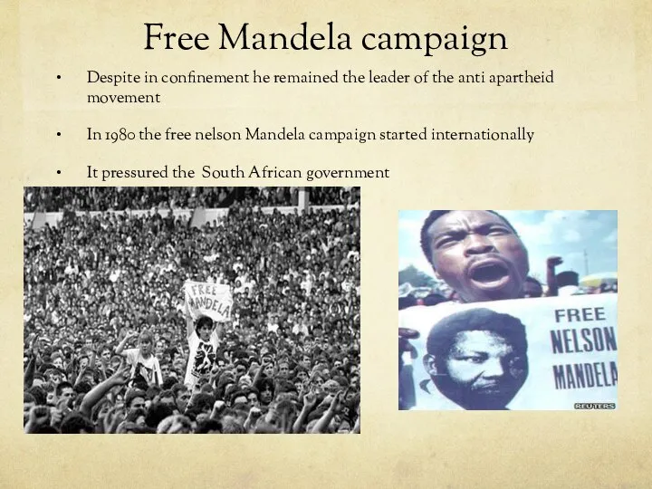 Free Mandela campaign Despite in confinement he remained the leader of