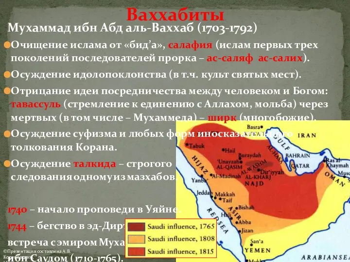 Мухаммад ибн Абд аль-Ваххаб (1703-1792) Очищение ислама от «бид’а», салафия (ислам