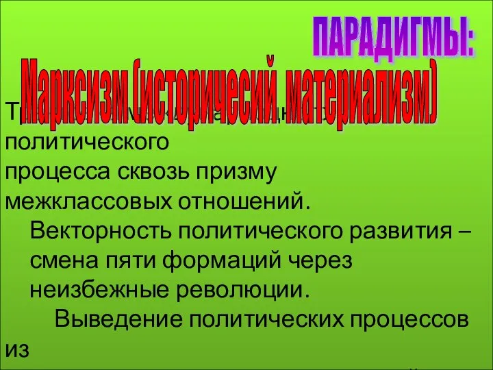 Трактовка междунарнодного политического процесса сквозь призму межклассовых отношений. Векторность политического развития