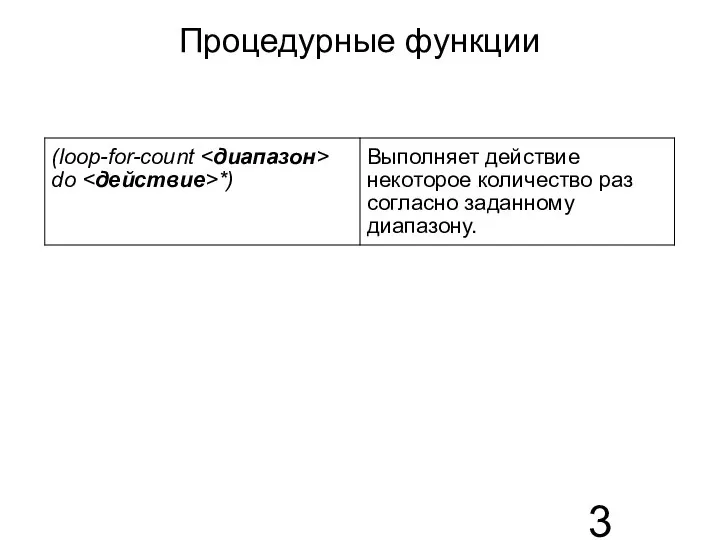 Процедурные функции