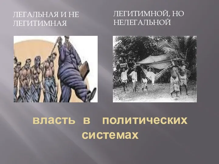 власть в политических системах ЛЕГАЛЬНАЯ И НЕ ЛЕГИТИМНАЯ ЛЕГИТИМНОЙ, НО НЕЛЕГАЛЬНОЙ