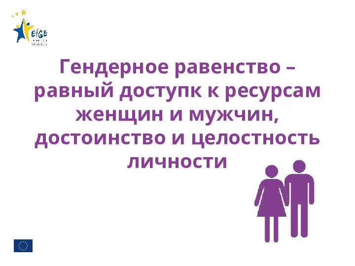 Гендерное равенство – равный доступк к ресурсам женщин и мужчин, достоинство и целостность личности