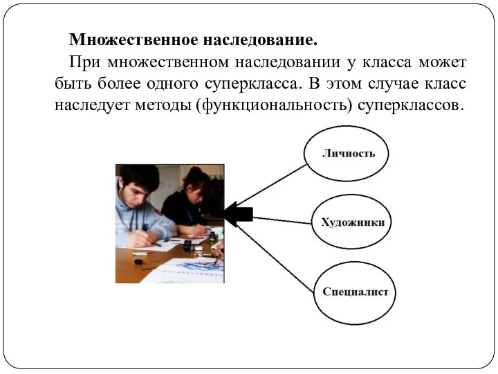 Множественное наследование. При множественном наследовании у класса может быть более одного