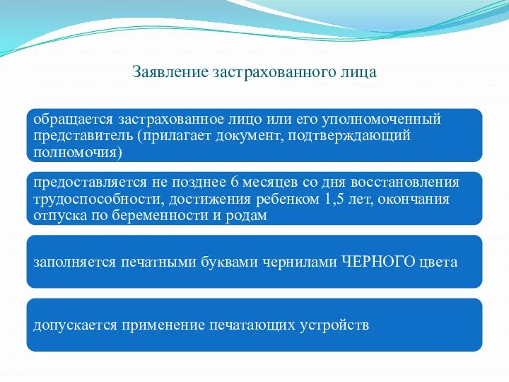 Заявление застрахованного лица обращается застрахованное лицо или его уполномоченный представитель (прилагает