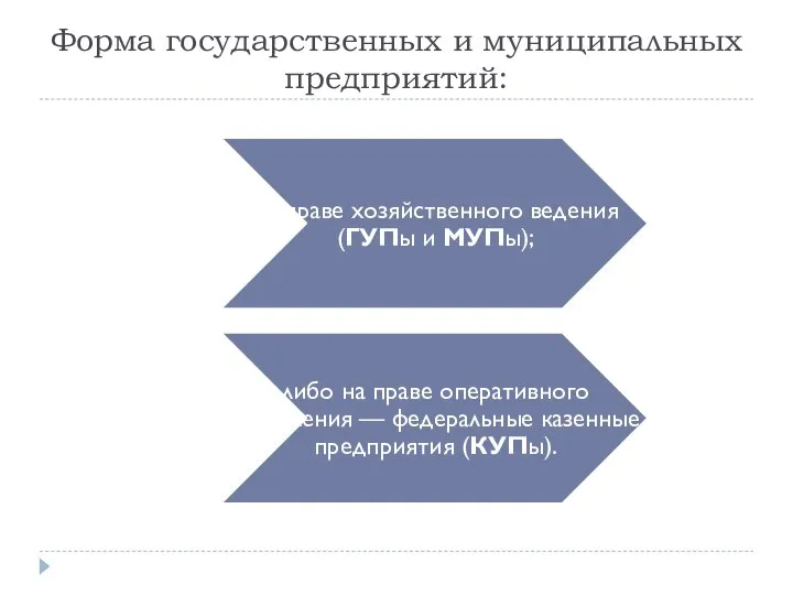 Форма государственных и муниципальных предприятий: