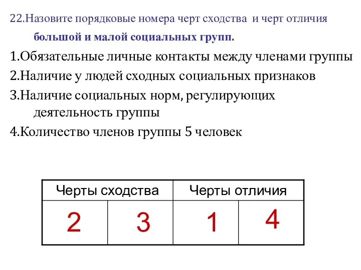 22.Назовите порядковые номера черт сходства и черт отличия большой и малой