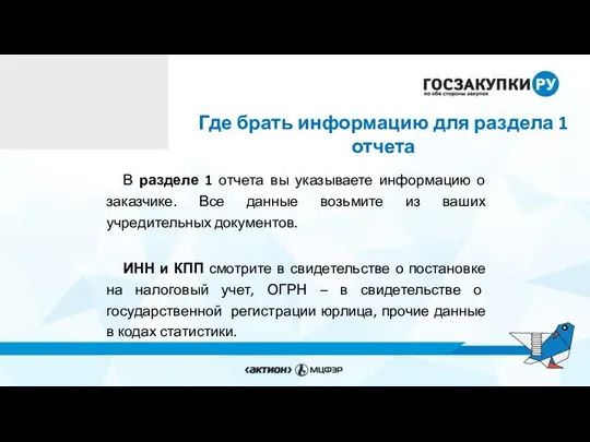 Где брать информацию для раздела 1 отчета В разделе 1 отчета