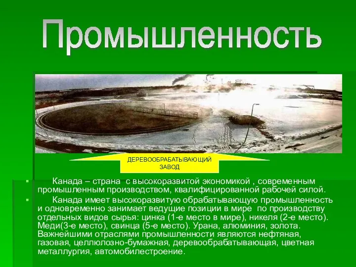 Канада – страна с высокоразвитой экономикой , современным промышленным производством, квалифицированной