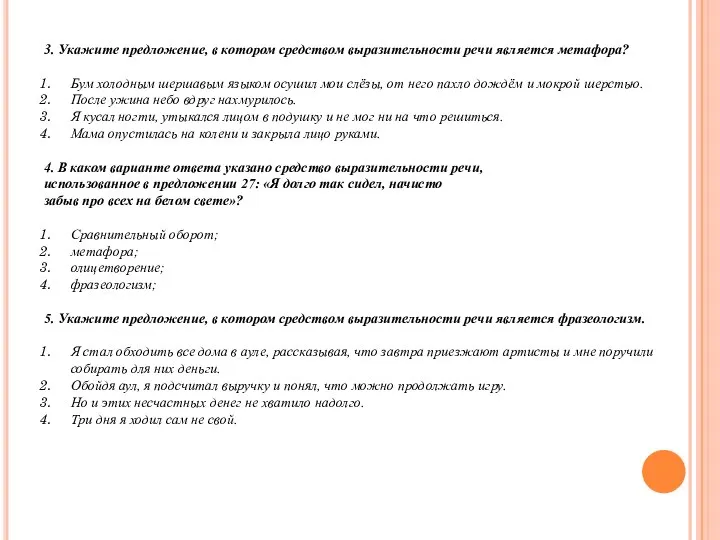 3. Укажите предложение, в котором средством выразительности речи является метафора? Бум