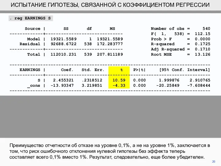 26 Преимущество отчетности об отказе на уровне 0,1%, а не на