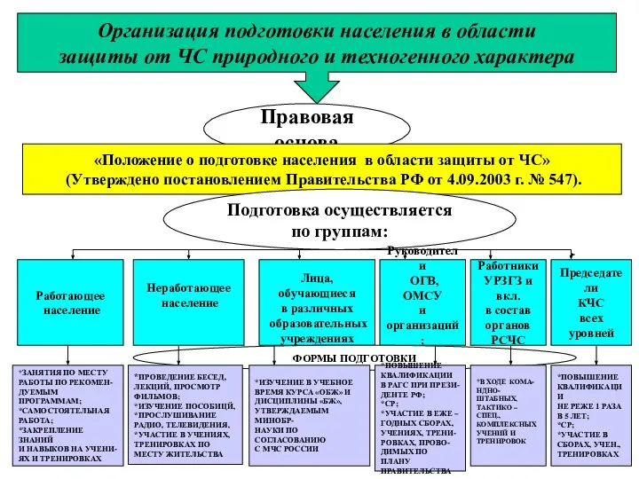 * Организация подготовки населения в области защиты от ЧС природного и