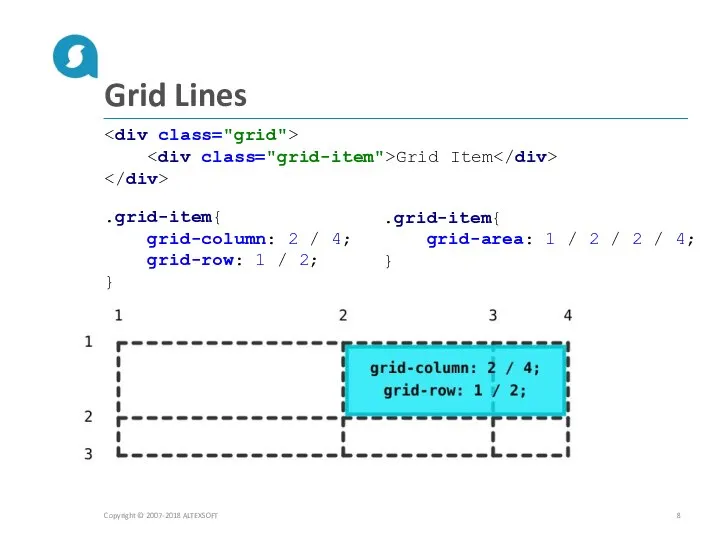 Grid Lines Copyright © 2007-2018 ALTEXSOFT Grid Item .grid-item{ grid-column: 2