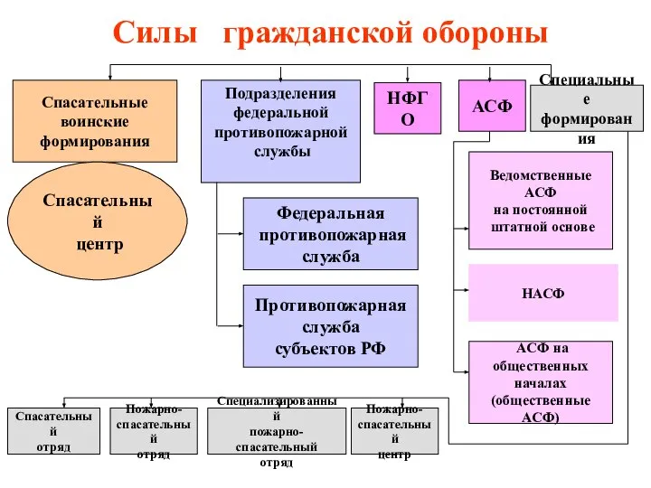 Силы гражданской обороны Спасательные воинские формирования Подразделения федеральной противопожарной службы АСФ