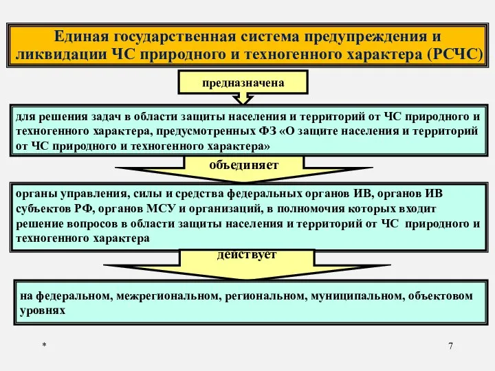 * Единая государственная система предупреждения и ликвидации ЧС природного и техногенного