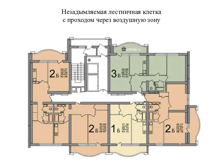 Незадымляемая лестничная клетка с проходом через воздушную зону