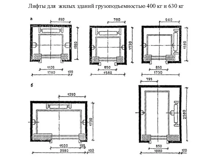 Лифты для жилых зданий грузоподъемностью 400 кг и 630 кг