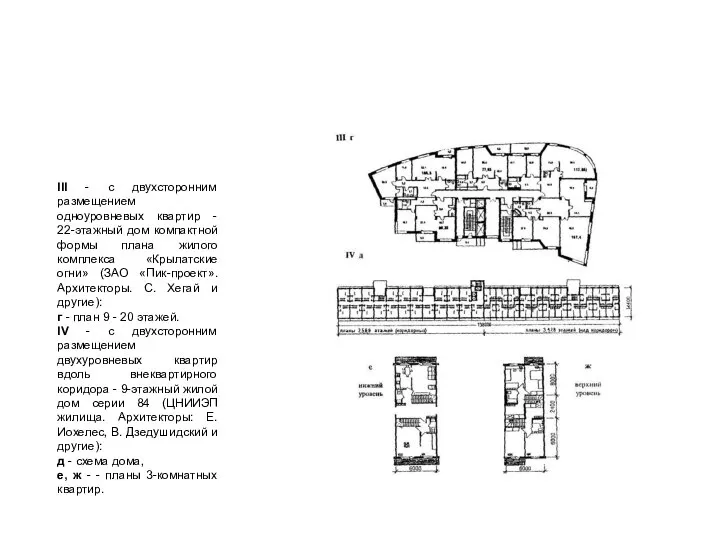 III - с двухсторонним размещением одноуровневых квартир - 22-этажный дом компактной