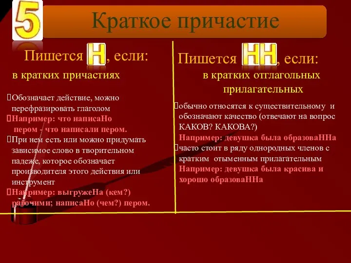 Краткое причастие в кратких причастиях в кратких отглагольных прилагательных Обозначает действие,