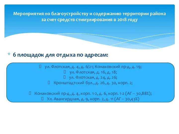 Мероприятия по благоустройству и содержанию территории района за счет средств стимулирования