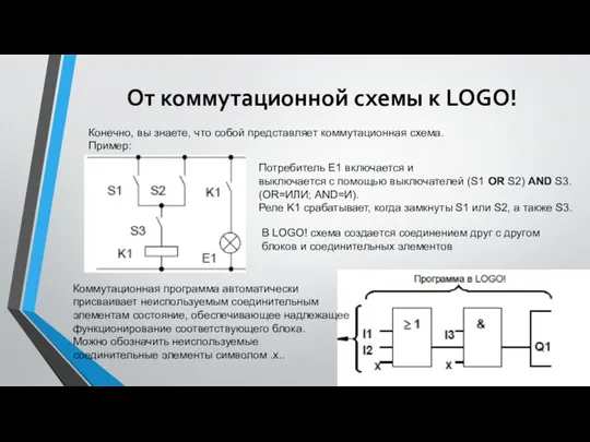 От коммутационной схемы к LOGO! Конечно, вы знаете, что собой представляет