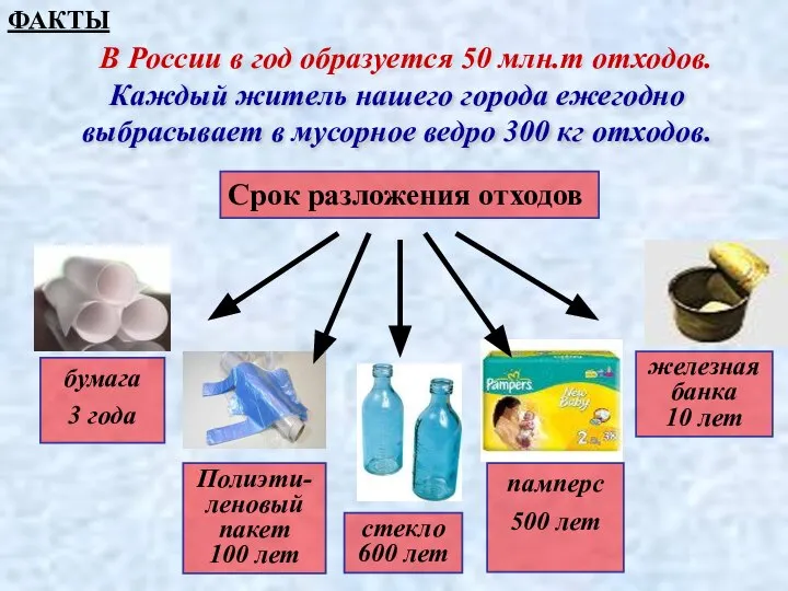 В России в год образуется 50 млн.т отходов. Каждый житель нашего