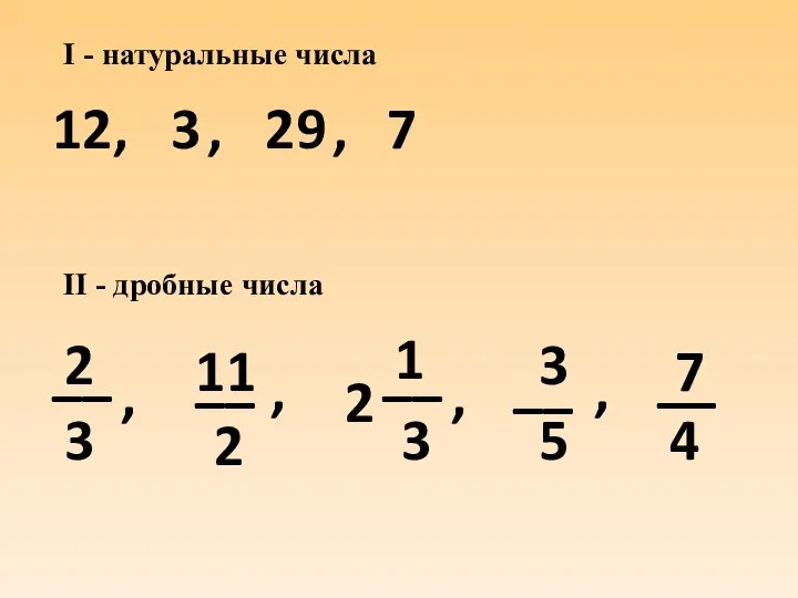 I - натуральные числа 12, 3 , 29 , 7 2