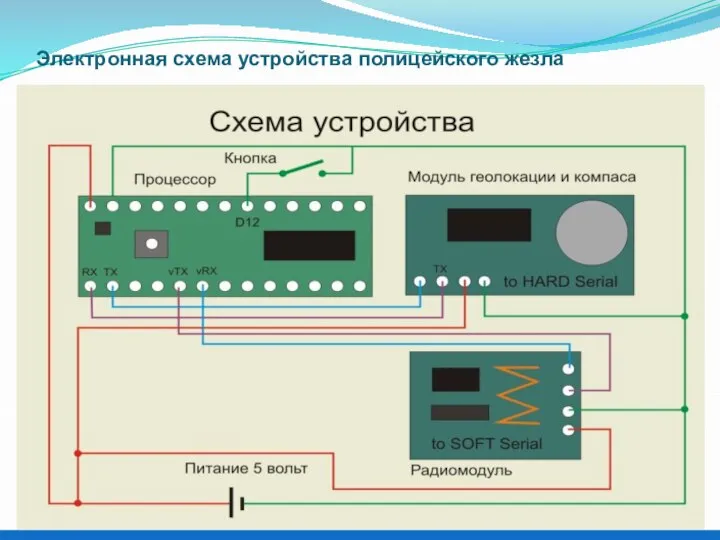 Электронная схема устройства полицейского жезла