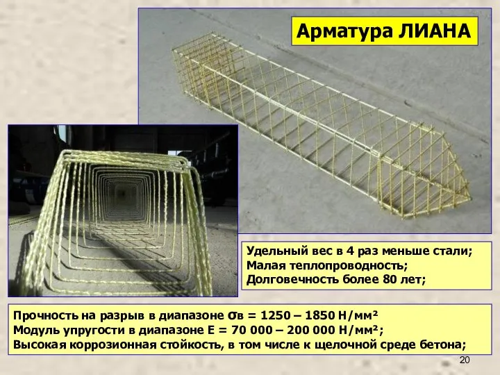 Арматура ЛИАНА Прочность на разрыв в диапазоне σв = 1250 –