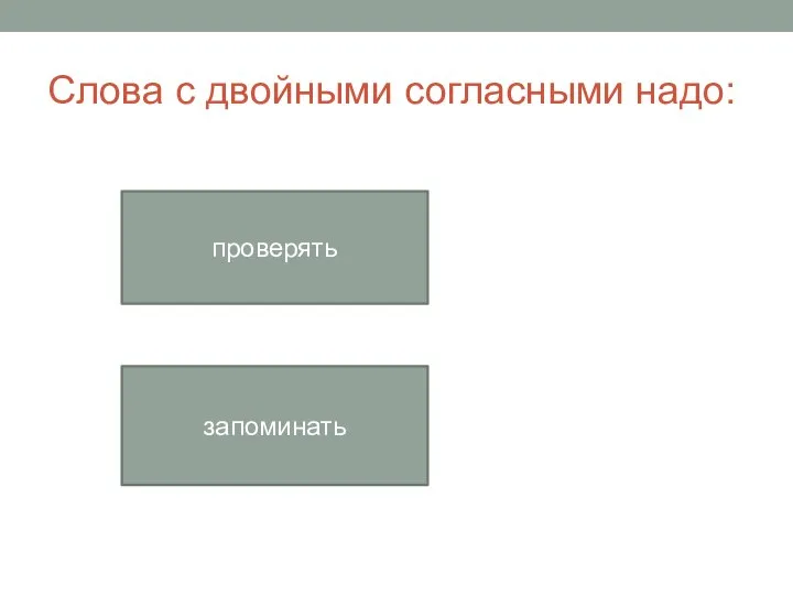 Слова с двойными согласными надо: проверять запоминать