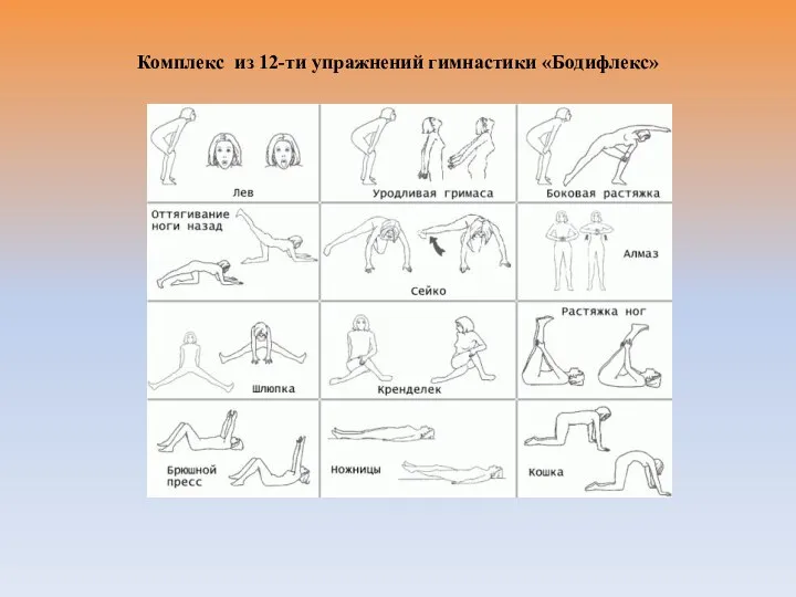 Комплекс из 12-ти упражнений гимнастики «Бодифлекс»