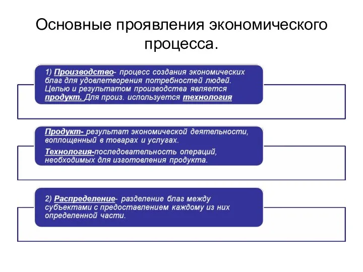 Основные проявления экономического процесса.