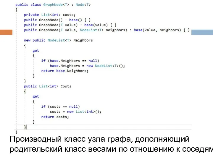 Производный класс узла графа, дополняющий родительский класс весами по отношению к соседям.