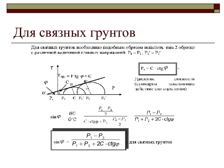 Для связных грунтов